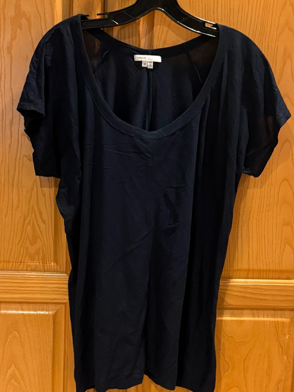 Vince Navy Blue Scoop Neck Cap T-Shirt Tunic Size Medium